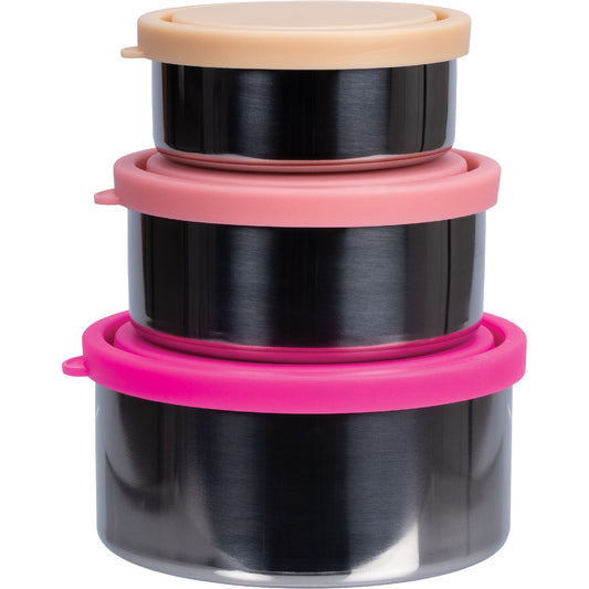 EVER ECO Stainless Steel Round Containers Rise Leak Resistant 1 x 3pk