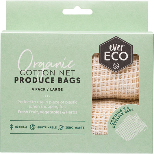 EVER ECO Reusable Produce Bags Organic Cotton Net 1 x 4pk