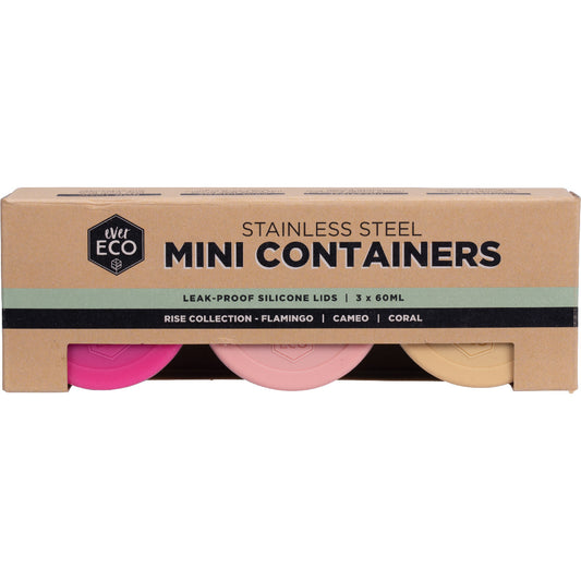 EVER ECO Stainless Steel Mini Containers Rise Leak Proof 1 x 3pk