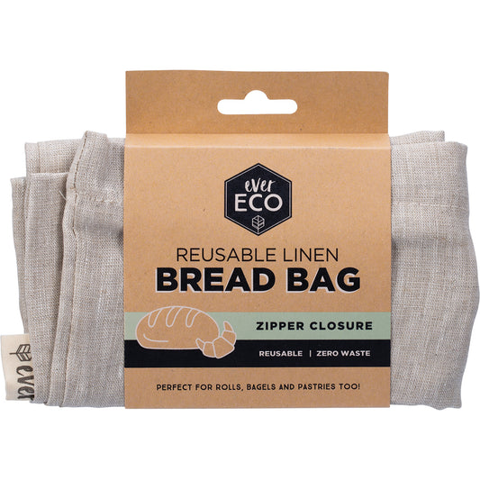 EVER ECO Reusable Linen Bread Bag Zipper Closure 1 x 32x40cm