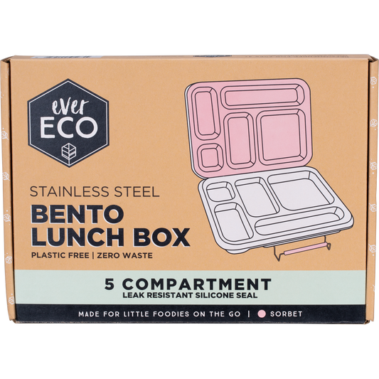 Ever Eco Stainless Steel 5 Compartment Bento Lunch Box Sorbet