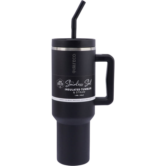 EVER ECO Insulated Tumbler with Handle & Straw Onyx 1 x 1.18L