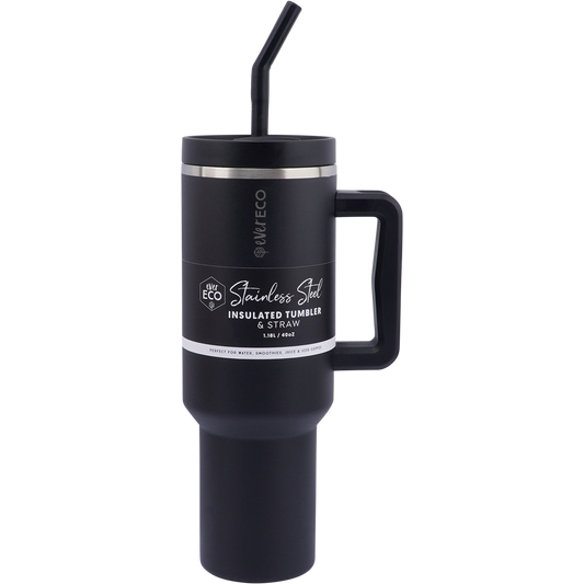 Ever Eco Insulated Tumbler with Handle & Straw Onyx