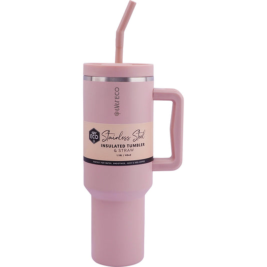 EVER ECO Insulated Tumbler with Handle & Straw Rose 1 x 1.18L