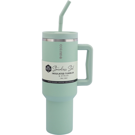 Ever Eco Insulated Tumbler with Handle & Straw Sage