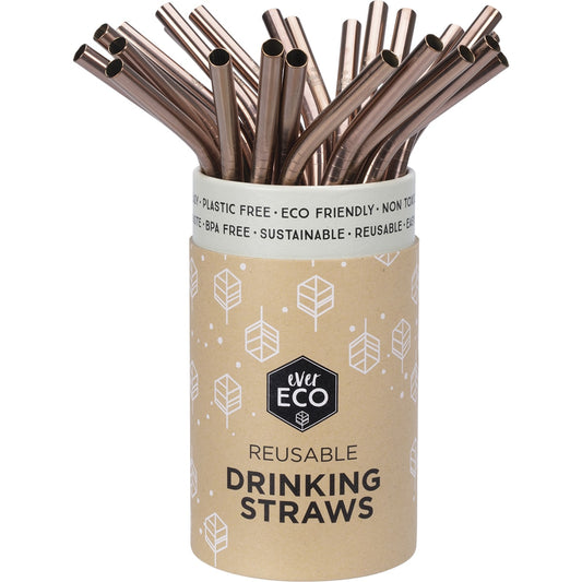 EVER ECO Stainless Steel Straws Bent Rose Gold 1 x 25pk