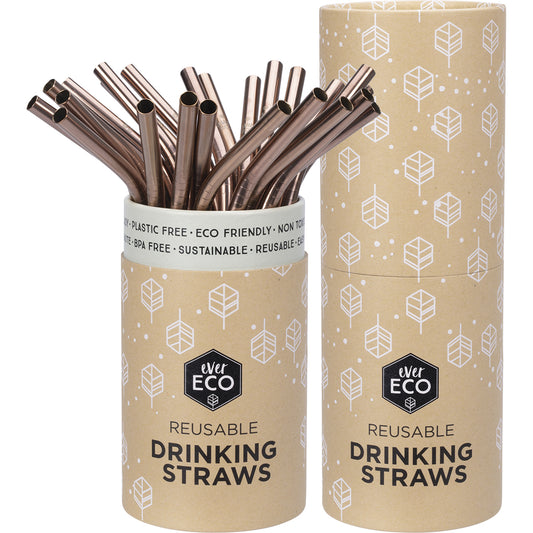 EVER ECO Stainless Steel Straws Bent Rose Gold 1 x 25pk