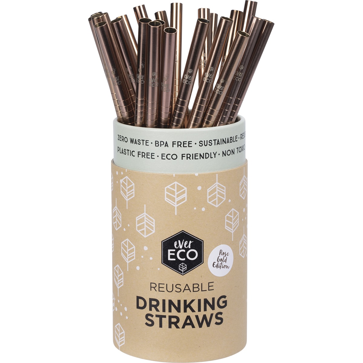 EVER ECO Stainless Steel Straws Straight Rose Gold  1 x 25pk