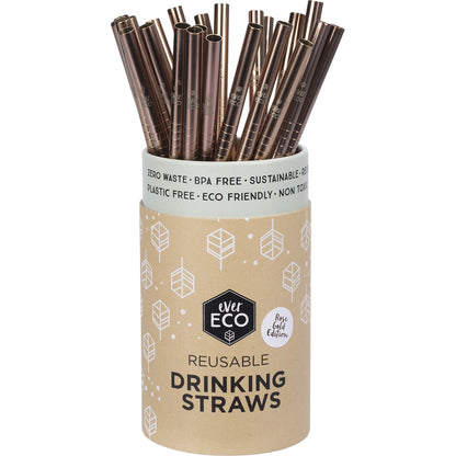 EVER ECO Stainless Steel Straws Straight Rose Gold  1 x 25pk