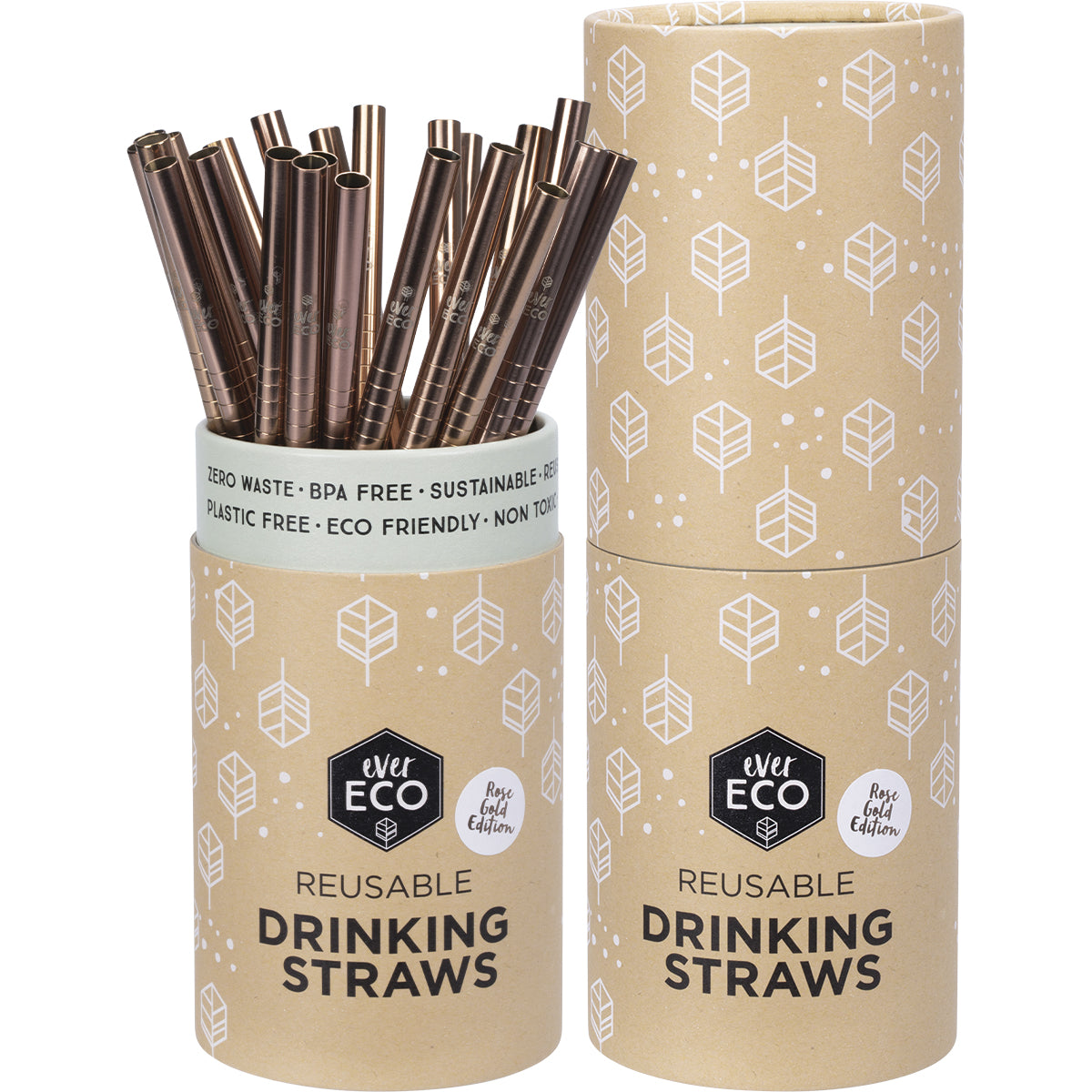 EVER ECO Stainless Steel Straws Straight Rose Gold  1 x 25pk