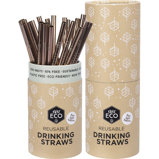 EVER ECO Stainless Steel Straws Straight Rose Gold  1 x 25pk