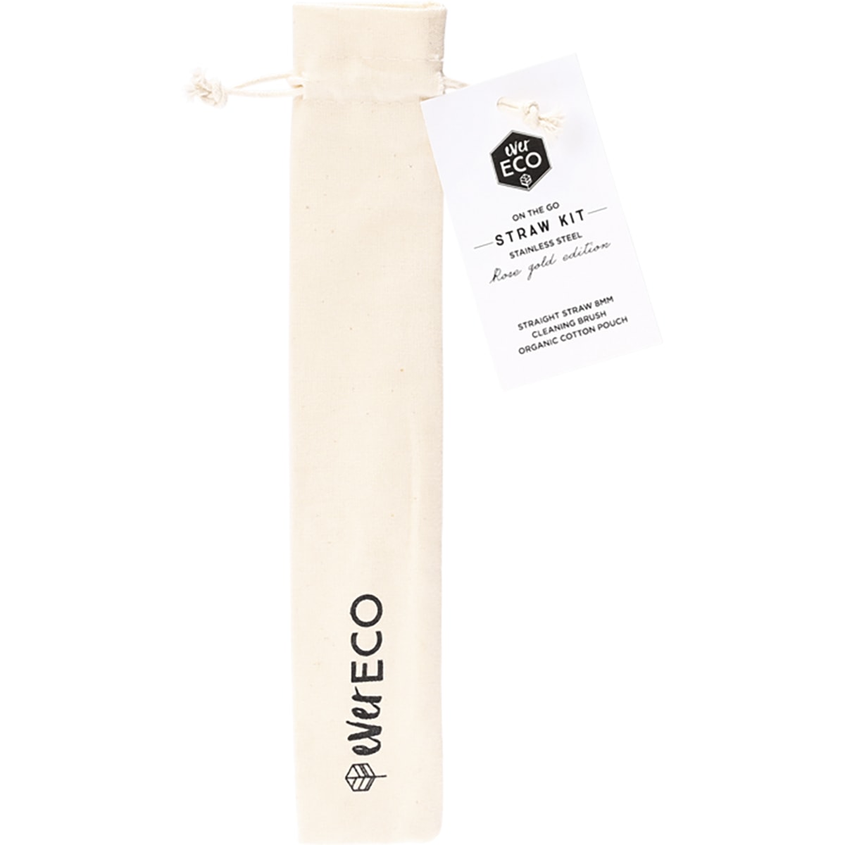 EVER ECO Stainless Steel Straw Kit Straight Rose Gold x 1