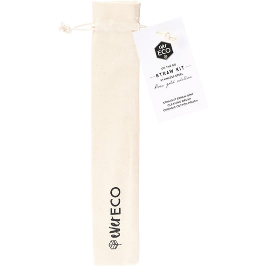 EVER ECO Stainless Steel Straw Kit Straight Rose Gold x 1