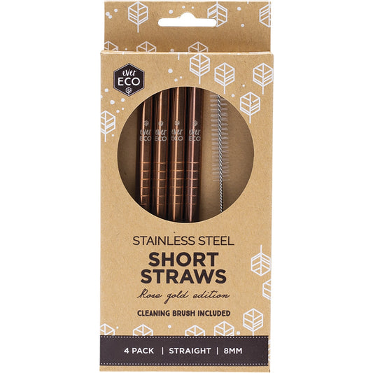 EVER ECO Stainless Steel Short Straws Rose Gold 1 x 4pk
