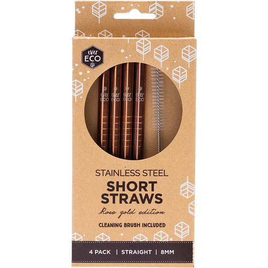 Ever Eco Stainless Steel Short Straws Rose Gold