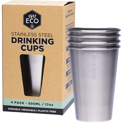 EVER ECO Stainless Steel Drinking Cups 4 x 500ml