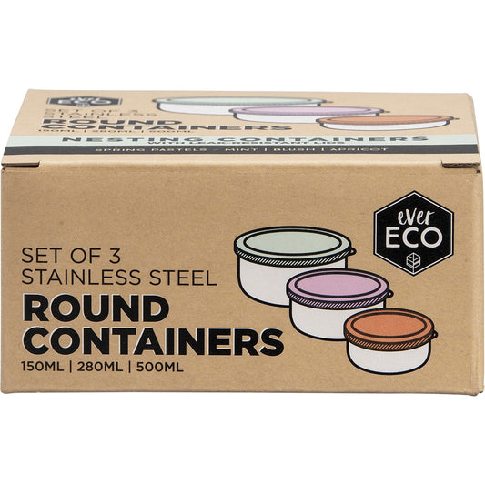 EVER ECO Stainless Steel Round Nesting Containers Spring Pastels Set