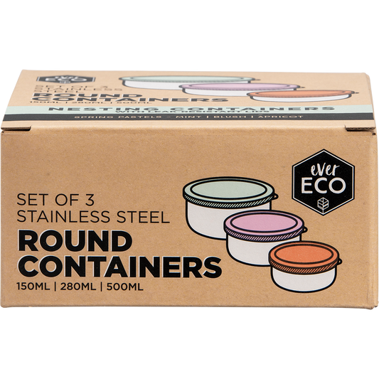 Ever Eco Stainless Steel Round Nesting Containers Spring Pastels