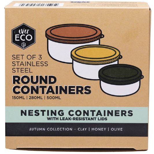 EVER ECO Stainless Steel Round Nesting Containers Autumn 1 x 3pk
