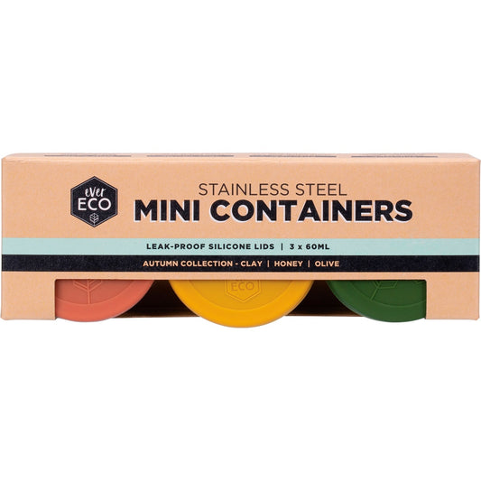 EVER ECO Stainless Steel Mini Containers Autumn Leak Resistant 1 x 3pk