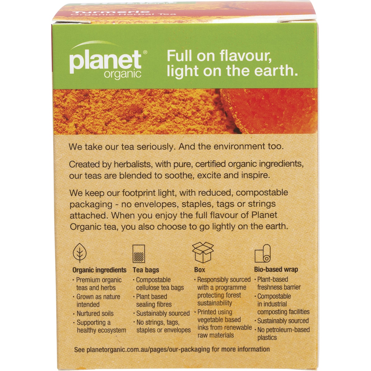 PLANET ORGANICS Turmeric Herbal Tea Bags 1 x 25pk