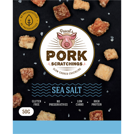 Pascal's Pork Scratchings Slow Cooked Crackling Sea Salt