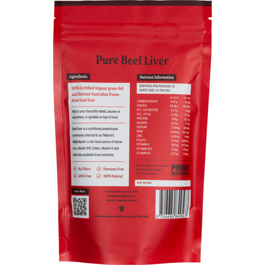 Prime Seasoning Organic Pure Freeze Dried Beef Liver Powder
