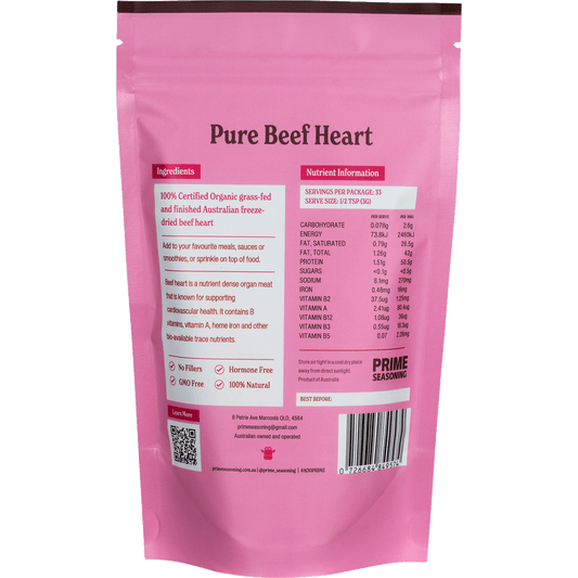 Prime Seasoning Organic Pure Freeze Dried Beef Heart Powder