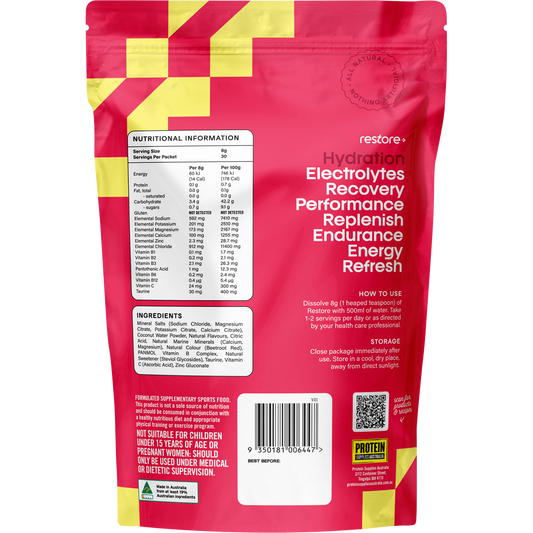 Protein Supplies Australia Restore Electrolyte Drink Mix Raspberry Lemonade