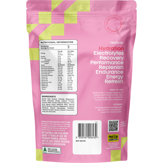 Protein Supplies Australia Restore Electrolyte Drink Mix Strawberry & Lime