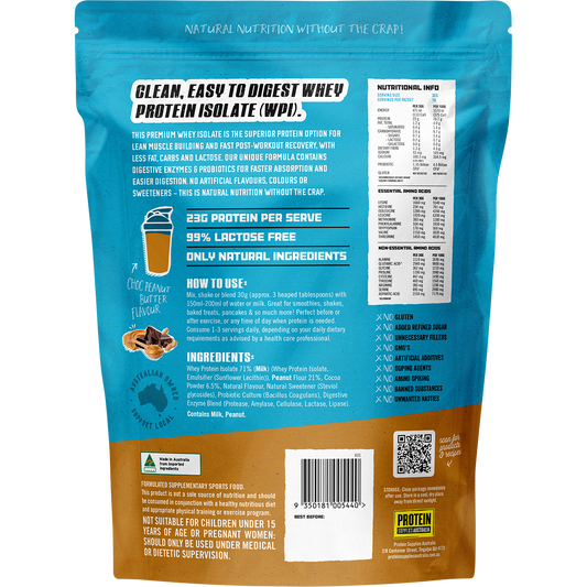 Protein Supplies Australia WPI Whey Protein Isolate Choc Peanut Butter