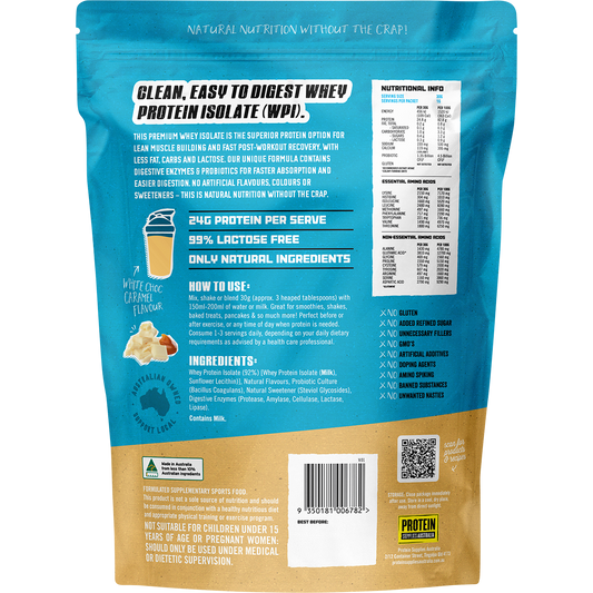 Protein Supplies Australia WPI Whey Protein Isolate White Choc Caramel