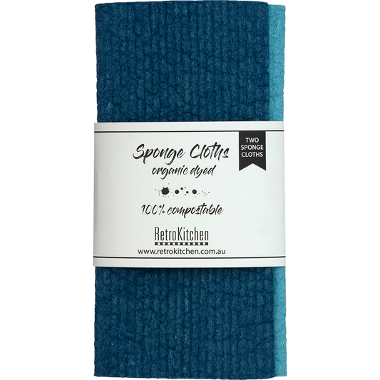 Retrokitchen 100% Compostable Sponge Cloth Organic Dyed Marine