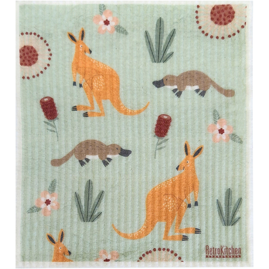 Retrokitchen 100% Compostable Sponge Cloth Kangaroos