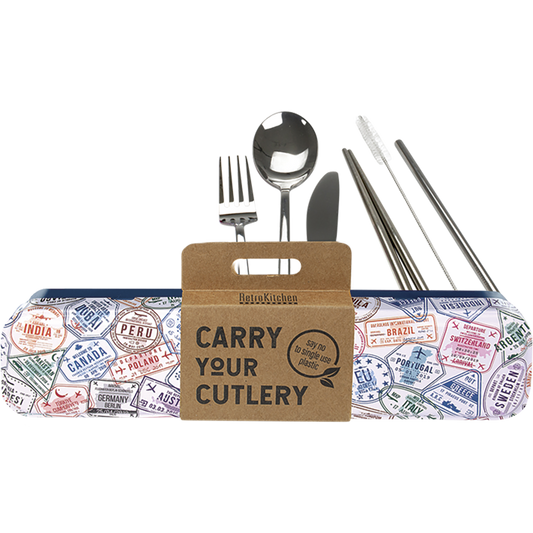 Retrokitchen Passport Stamps Stainless Steel Cutlery Set