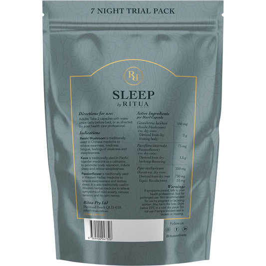 RITUA SLEEP Trial Pack Reishi Mushroom Passionflower Kava 1 x 14 Caps