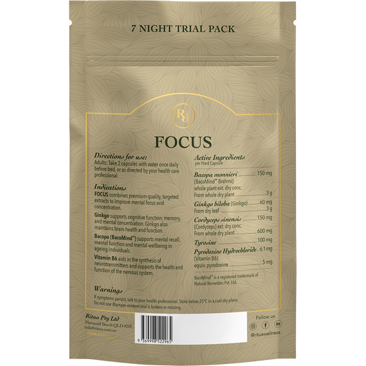 Ritua FOCUS Trial Pack BacoMind Ginko Cordyceps Tyrosine B6