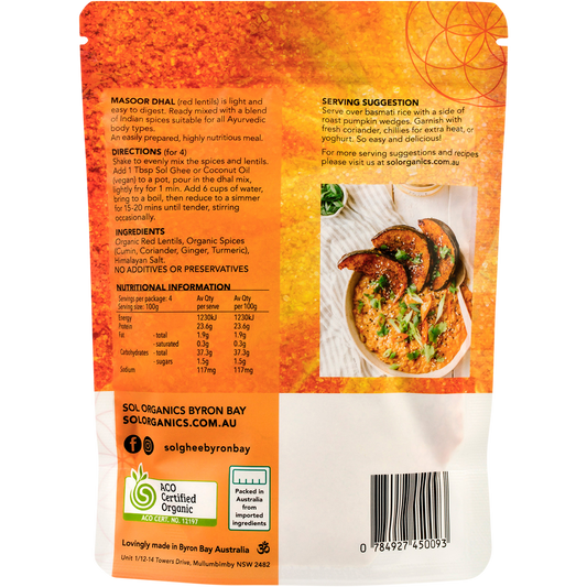 Sol Organics Masoor Dhal Red Lentil Mix