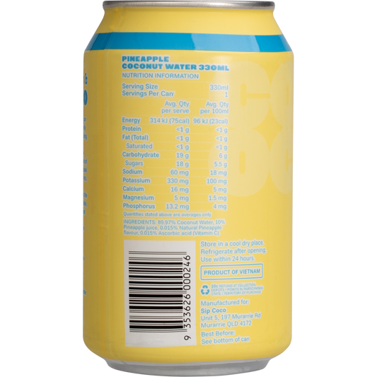 SIP COCO Pineapple Coconut Water Can - Box of 12