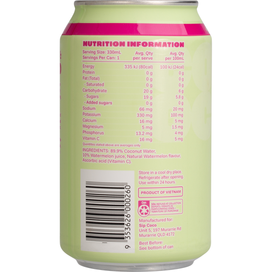 SIP COCO Watermelon Coconut Water Can - Box of 12