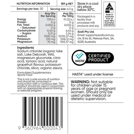 Sodii Everyday Hydration Salts Salty Grapefruit 24 x 30pk