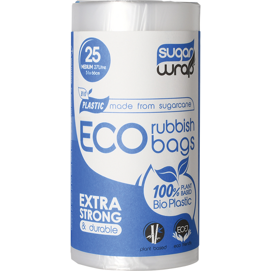 SugarWrap Eco Rubbish Bags Made from Sugarcane Medium 27L