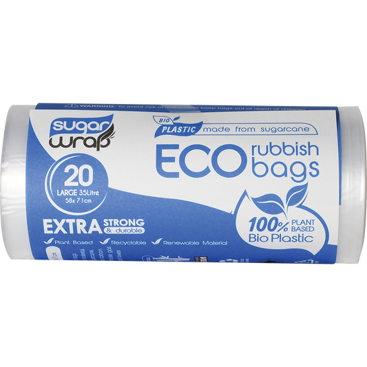 SugarWrap Eco Rubbish Bags Made from Sugarcane Large 35L