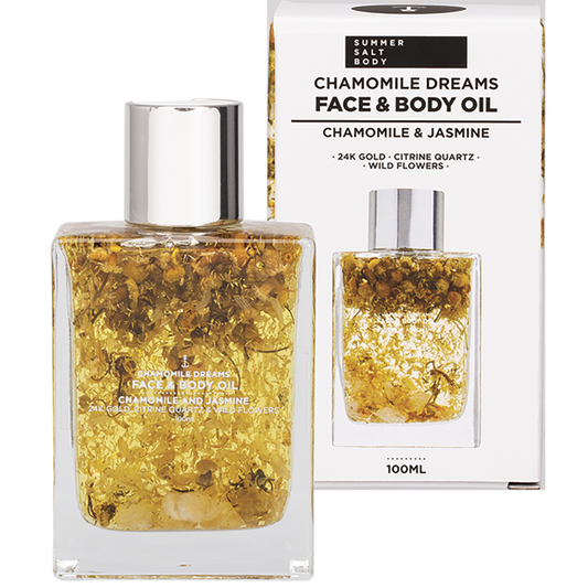 Summer Salt Body Face & Body Oil 24K Gold Chamomile Citrine Quartz
