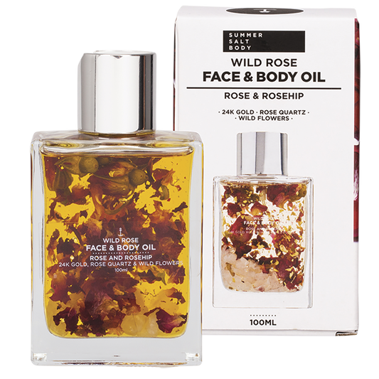 Summer Salt Body Face & Body Oil 24K Gold Wild Rose Rose Quartz