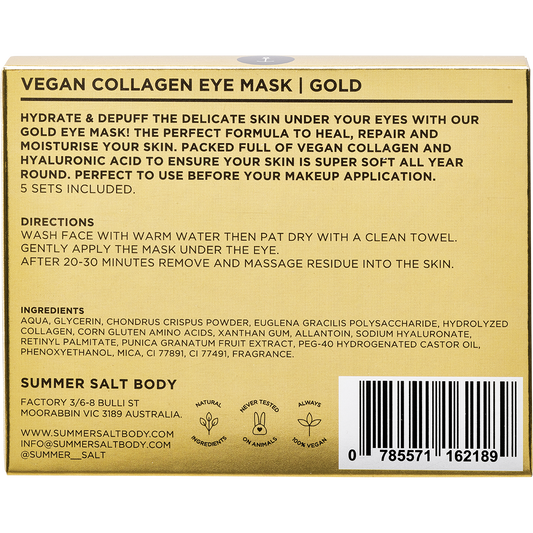 Summer Salt Body Vegan Collagen Eye Mask Sets Gold