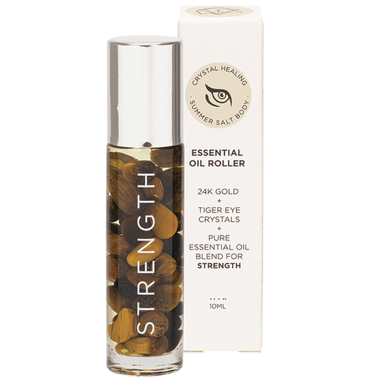 Summer Salt Body Essential Oil Roller 24K Gold Strength Tiger Eye