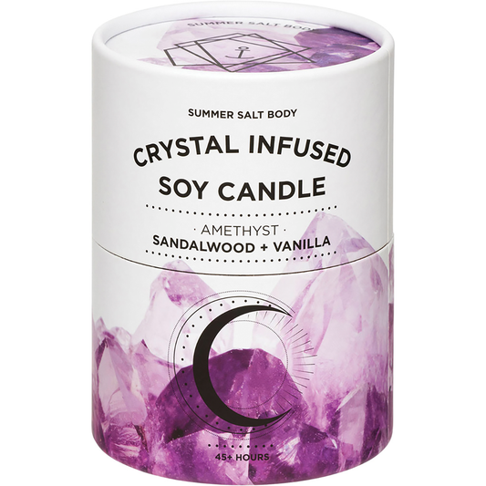 Summer Salt Body Crystal Infused Soy Candle Amethyst Sandalwood & Vanilla