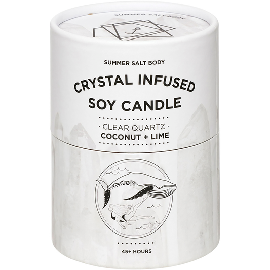 Summer Salt Body Crystal Infused Soy Candle Clear Quartz Coconut & Lime