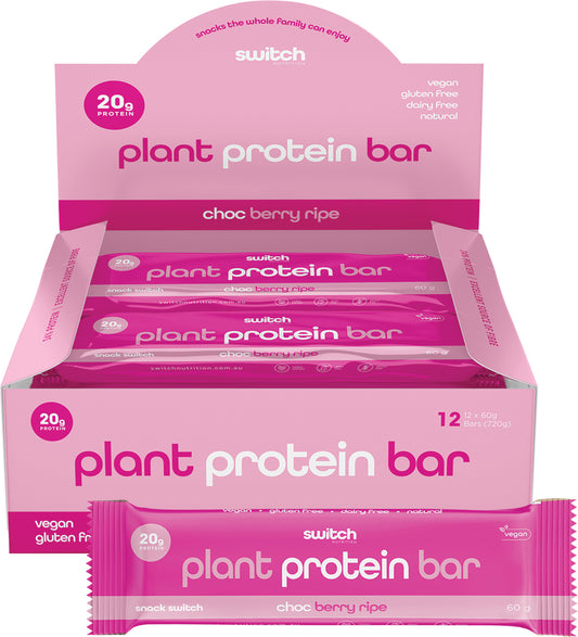 SWITCH NUTRITION Plant Protein Bar Choc Berry Ripe x 12
